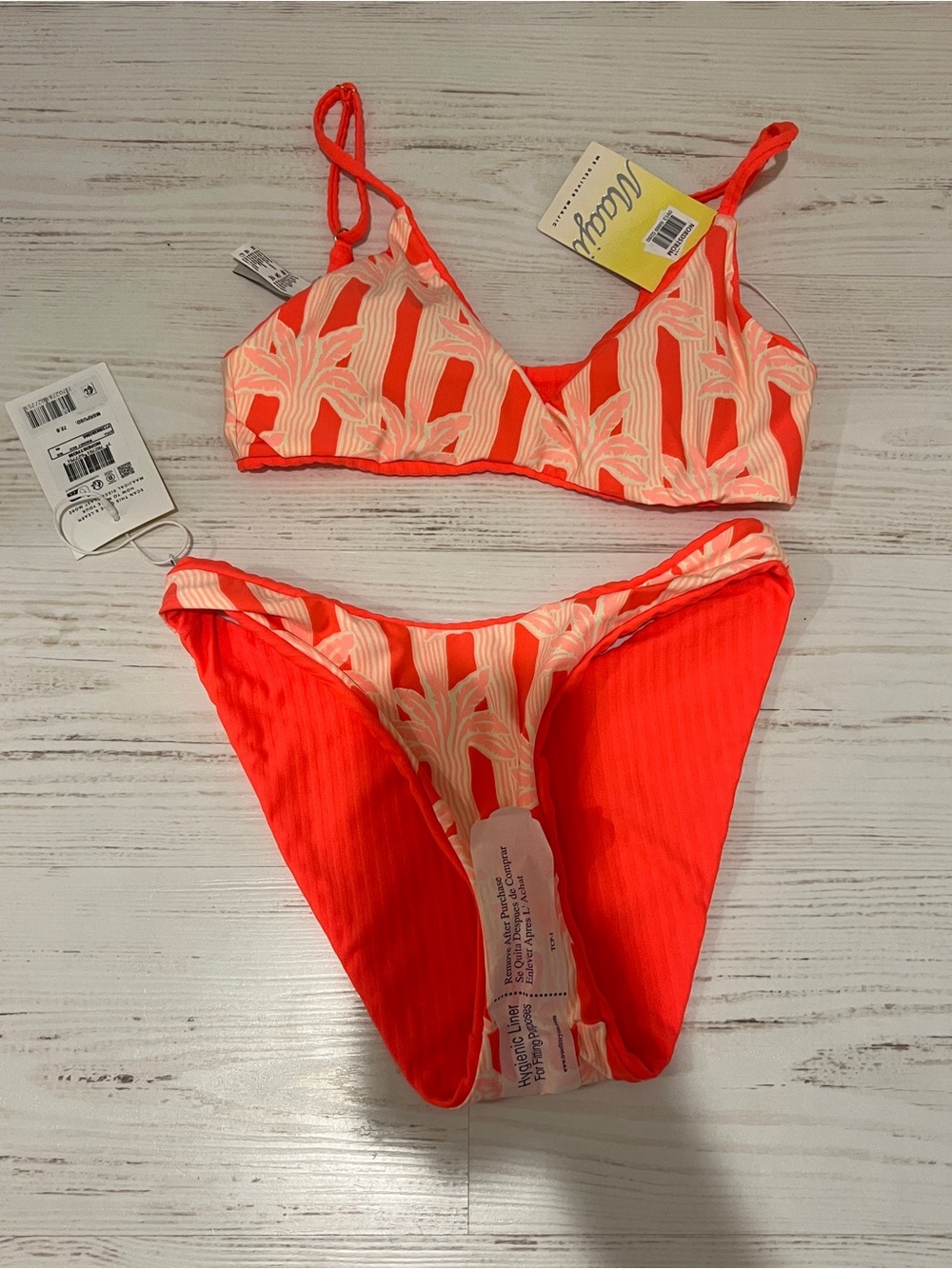 MAAJI NWT Bright Coral Ribbed Bikini Set Size Small - Picture 5 of 5